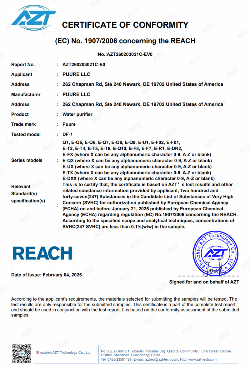 REACH-överensstämmelsecertifikat